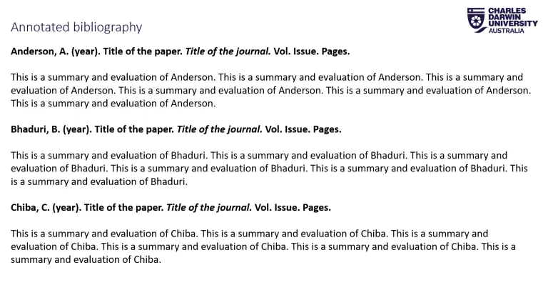 Annotated bibliography Anderson, A. (year). Title of the paper. Title of the journal. Vol. Issue. Pages. This is a summary and evaluation of Anderson. This is a summary and evaluation of Anderson. This is a summary and evaluation of Anderson. This is a summary and evaluation of Anderson. This is a summary and evaluation of Anderson. This is a summary and evaluation of Anderson. Bhaduri, B. (year). Title of the paper. Title of the journal. Vol. Issue. Pages. This is a summary and evaluation of Bhaduri