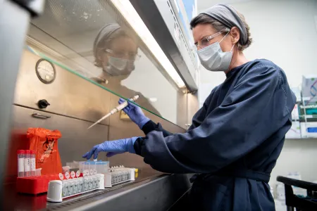 Charles Darwin University (CDU) Microbiologist Dr Susan Pizzutto testing wastewater for traces of COVID-19 for the NT Department of Health.