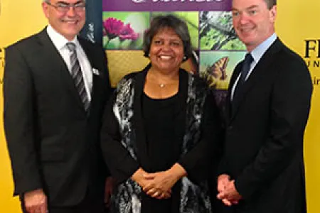ARC Deputy Head Professor Brian Yates, CDU Northern Institute’s Dr Linda Ford and Federal Education Minister&nbsp;Christopher Pyne.