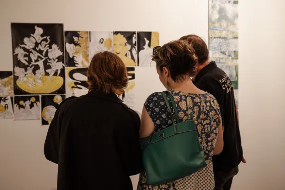 people viewing art