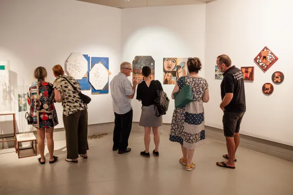 people viewing art