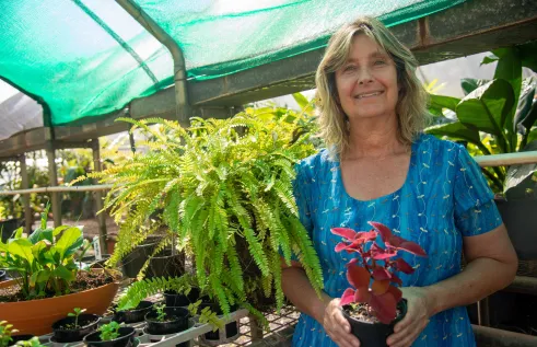 Women in greenhouse